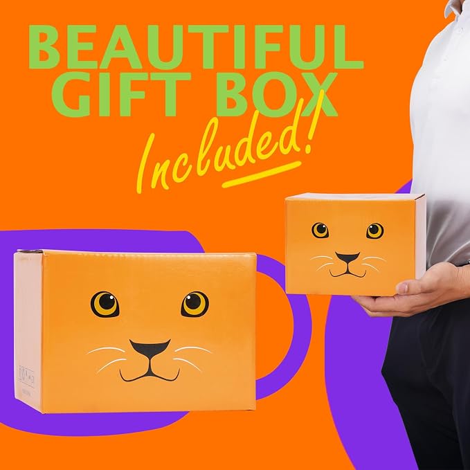 Lion Mug 16 oz Cute Ceramic Coffee Mug 3D Porcelain Tea Cup for Women Kawaii Gifts for Christmas, Housewarming, Holidays, Birthdays, Men, Kids, Friends Yellow - Image 7