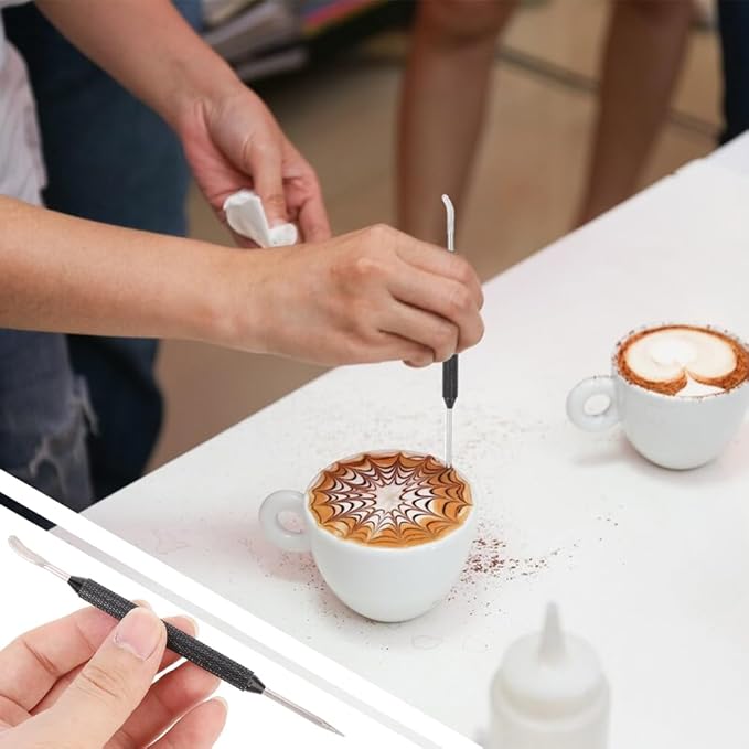 Joyzan Coffee Latte Art Pen, Stainless Steel Spice Cappuccino Pull Needle Decorating Tool Fancy Stitch Barista Precision Carving DIY Kitchen Gadget Espresso Machine Supply Home Cafe Brewing Settings