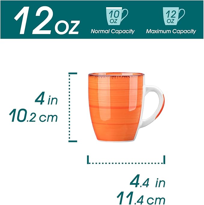 vancasso Bonita 12 Oz Coffee Mugs Set of 6, Ceramic Coffee Cups for Cappuccino, Latte, Tea, Cocoa, Warm Color - Image 2