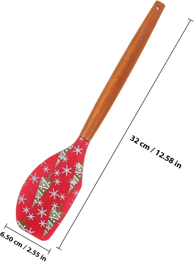 2pcs Christmas Silicone Spatula for Baking and Mixing, Multi-functional Butter Scraper with Wooden Handle, Convenient Kitchen Tool for Desserts and Cake Preparation - Image 2