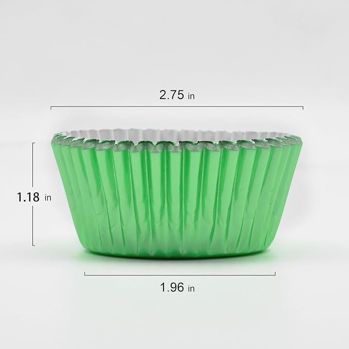 200 Pcs Green Foil Cupcake Liners Standard Baking Cups Muffin Paper Cases | Food-grade, Greaseproof & Sturdy Parchment, Cupcake Wrapper for Party, Christmas, Gift - Image 2