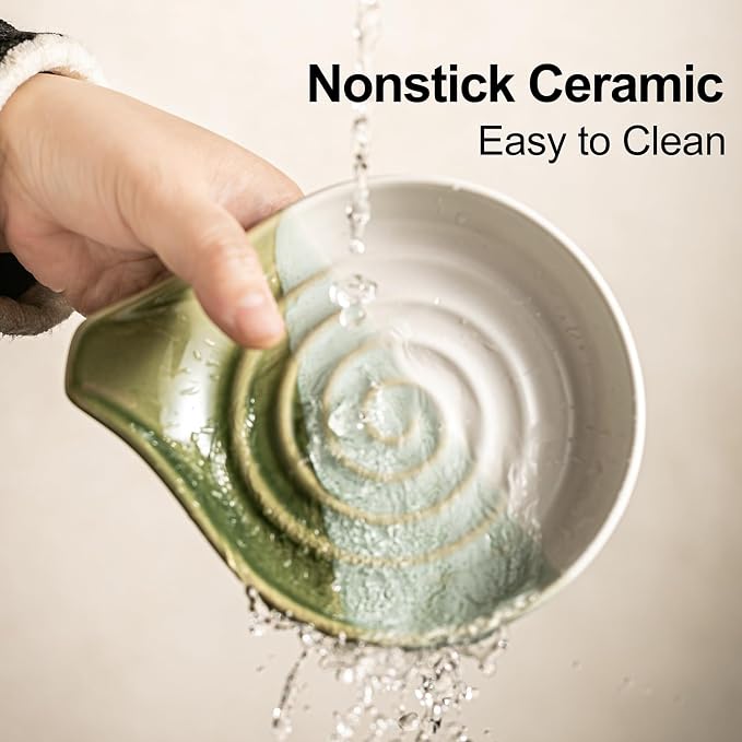 Ceramic Spoon Rest for Kitchen Counter, Large Spoon Holder Nonstick | 5 Inches for Stove Top, Cooking Utensils, Heat-Resistant, Easy to Clean | Modern Farmhouse Kitchen Decor, Gradient Green - Image 6