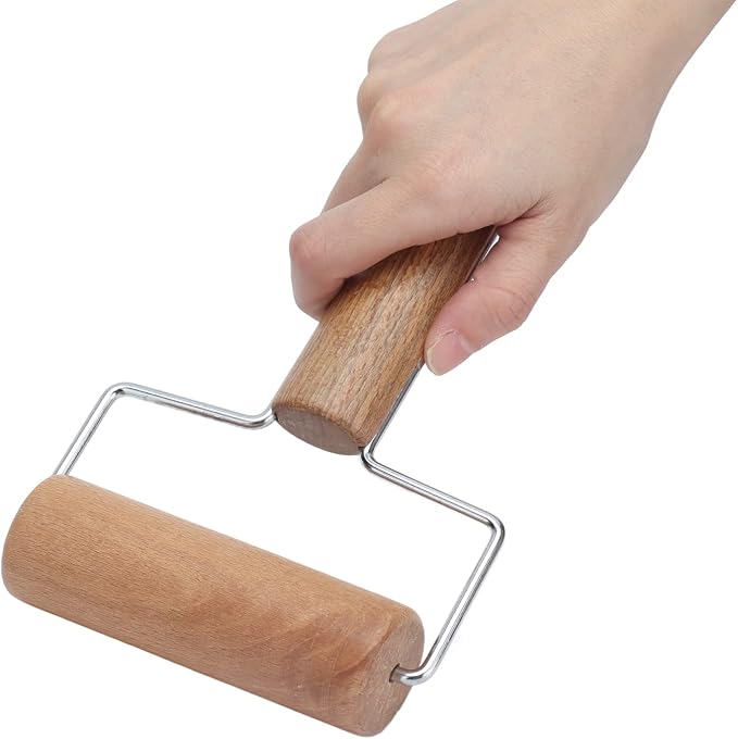 Rolling Pin, Beech Wood and Stainless Steel Dough Roller, Smooth Polished Surface, 160g Pastry Tool for Pizza Cake Bread Cookie Baking Home Kitchen Bakers - Image 5
