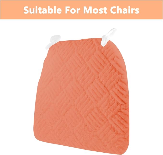 Plush Chair Cushion, Oval Chair Cushion Pad,Ultra Soft Nonslip Seat Pad,Comfortable Chair Cushion Cover,2PCS Memory Foam Chair Seat Cushion for Home Office Kitchen Dining Chairs Auburn - Image 3
