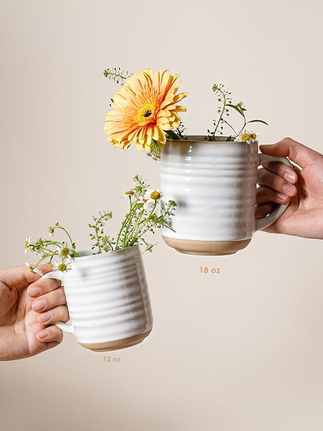 LE TAUCI Coffee Mugs 18 oz,Ceramic Mug Set, Coffee Cups for Latte, Hot Tea, Cappuccino, Mocha, Cocoa, Dishwasher Safe, Suit For Housewarming Wedding- 3.8 inch, Set of 4, Arctic White - Image 7