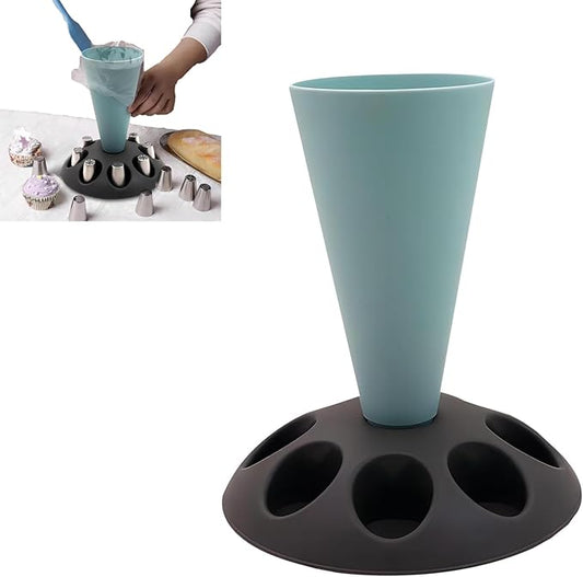 Piping Bag Stand and Tip Organizer With 8 Holder Slots for Filling - Plastic Pastry Bag Holder for Cake Decorating - Baking Accessories Kit