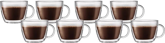 Bodum 15oz Double Wall Latte Mug, High-Heat Borosilicate Glass, Set of 2, Clear (Pack of 4) by Bodum