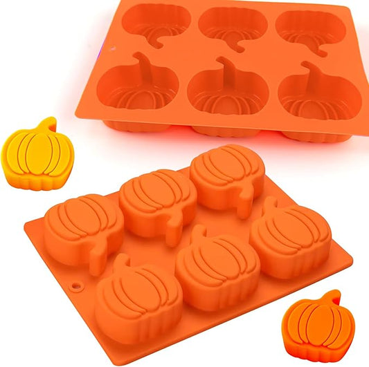 Pumpkin Cake Molds Silicone 2 Pcs Thanksgiving Chocolate Molds 3D Fall Candy Mold Halloween Pumpkin Cake Pan for Baking Autumn Harvest Fall Jello Ice Cube Tray Mold for Halloween Thanksgiving Decor