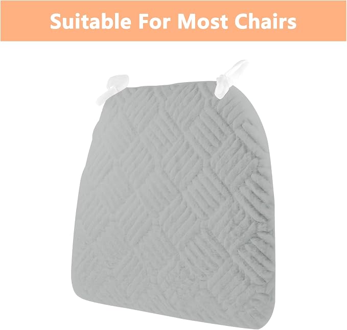 Plush Chair Cushion, Oval Chair Cushion Pad,Ultra Soft Nonslip Seat Pad,Comfortable Chair Cushion Cover,2PCS Memory Foam Chair Seat Cushion for Home Office Kitchen Dining Chairs Grey - Image 4