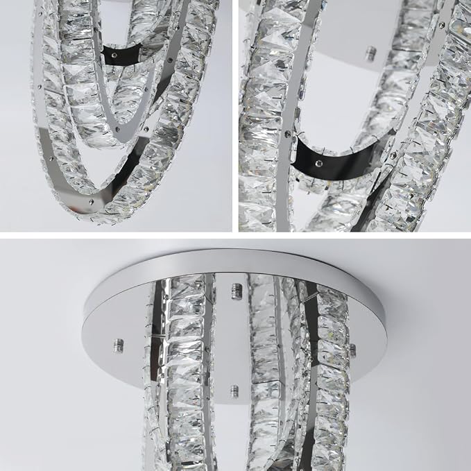 Modern Crystal Ceiling Light Chandelier, Flush Mount Lighting Fixture Pendant Ceiling Lamp Light for Living Room Bedroom Dining Room Hallway - Image 3