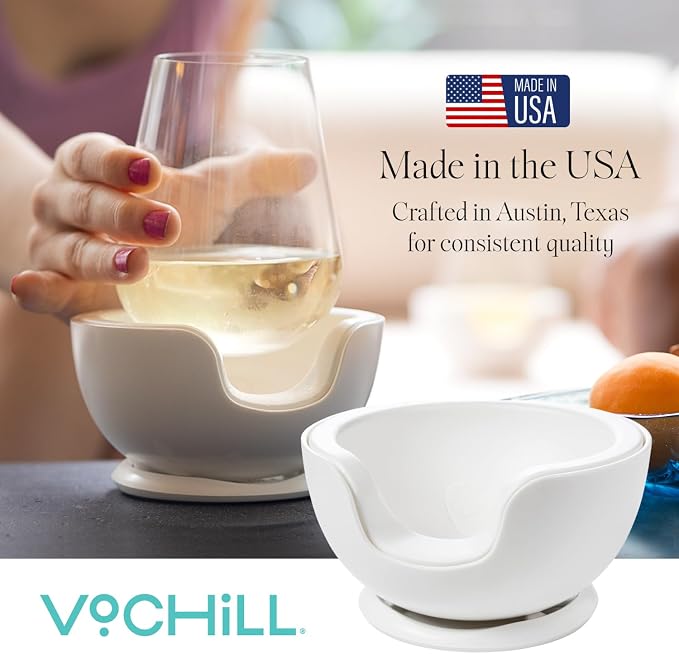 VoChill Stemless Wine Glass Chiller | Keep the Chill In Your Glass | Made in the USA | Separable & Refreezable Chill Cradle | Actively Chills Stemless Glassware | Quartz, Single Stemless - Image 7