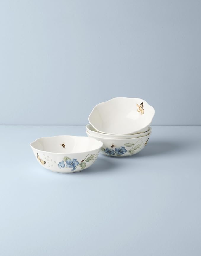 Lenox Dinnerware Sets, Butterfly Meadow 4-Piece All-Purpose Bowls Set, 20 Oz Capacity, 2.3 x 6.25-Inch, Service For 4, Porcelain Bowls, Microwave And Dishwasher Safe, Dishes (White, 4 Pieces) - Image 5