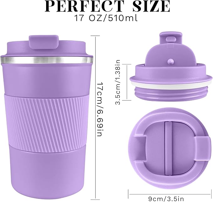 Insulated Travel Coffee Mug, Stainless Steel Coffee Cup with Leakproof Lid | Double-wall insulation keeps drinks hot or cold for hours, with a leakproof lid and portable stainless steel design - Image 3