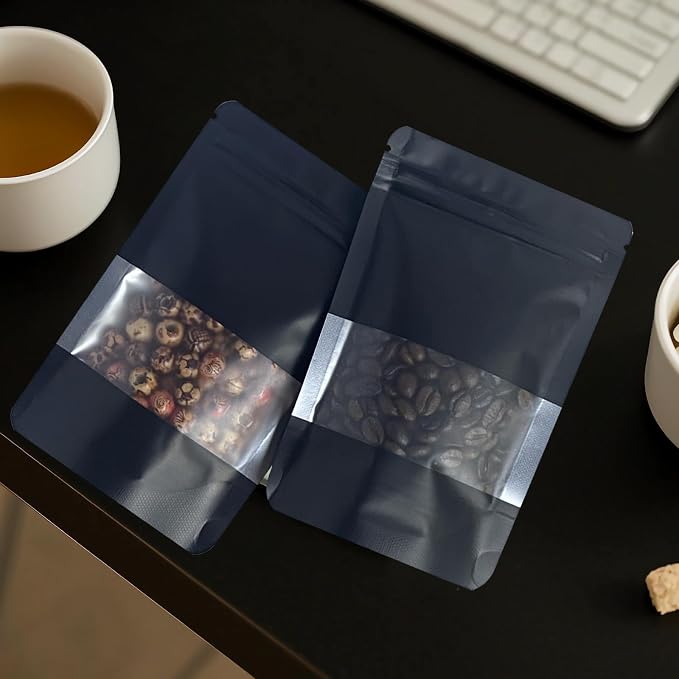 Motomy 100Pcs 4.7x7.8 Inch Stand Up Pouches Black Mylar Bags | Zipper Food Storage Coffee Snacks Baked Food Packaging for Small Business - Image 7