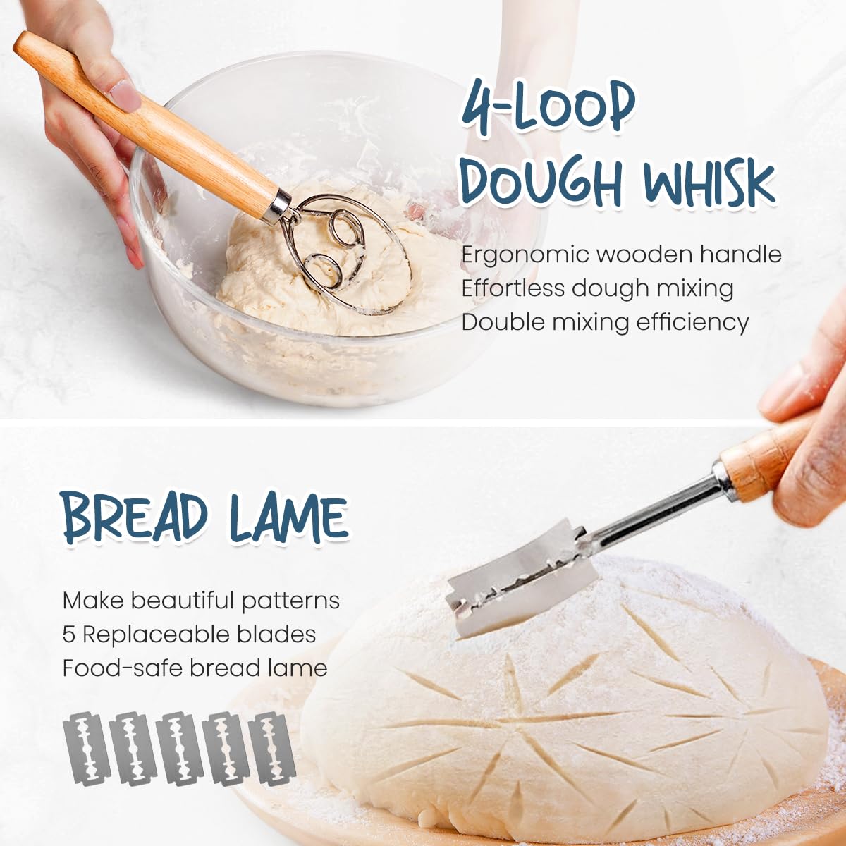 Complete Sourdough Bread Baking Kit with Banneton Basket & Starter Jar