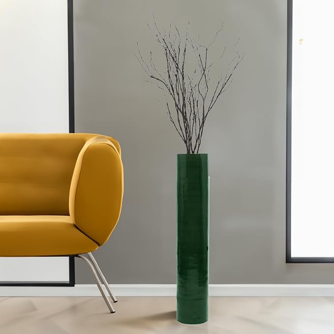 30-Inch-Tall Decorative Contemporary Bamboo Display Floor Vase - Cylinder Shape - Stylish Home Decor Accent - Modern Tall Vase for Living Room, Entryway, or Dining Room Decor, Green - Image 7