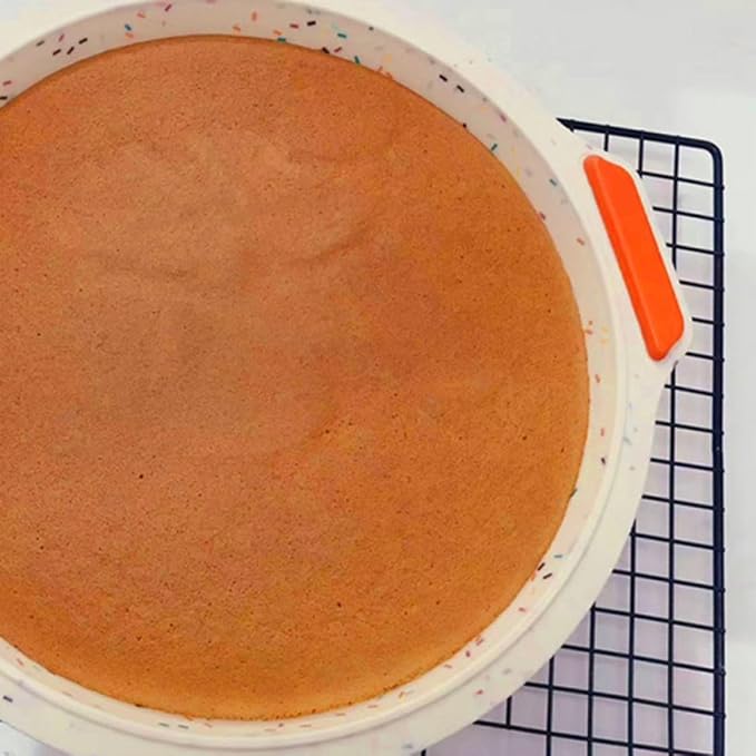 Healeved Silicone Baking Mold round Cake Tray Thickened Non-stick Colorful Dots with Handles Bakeware for Home Kitchen Baking - Image 3