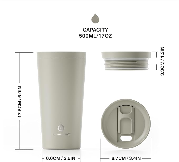 Ideus 17 oz Travel Coffee Mug, Double Wall Vacuum Stainless Steel Insulated Coffee Tumbler With Lid, Splash-Proof & Cup Holder Friendly, Keeps Drinks Hot/Cold, Dishwasher Safe, Celadon - Image 9