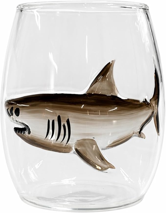 Handmade 3D Blue Ring Stemless Glass Wine Cup Ocean Bar(White Style 6) | 3D Sculpted Handmade Blue Ring Stemless Wine Glass Ocean Cup Handblown Glassware Ocean Lover Gift - Image 2