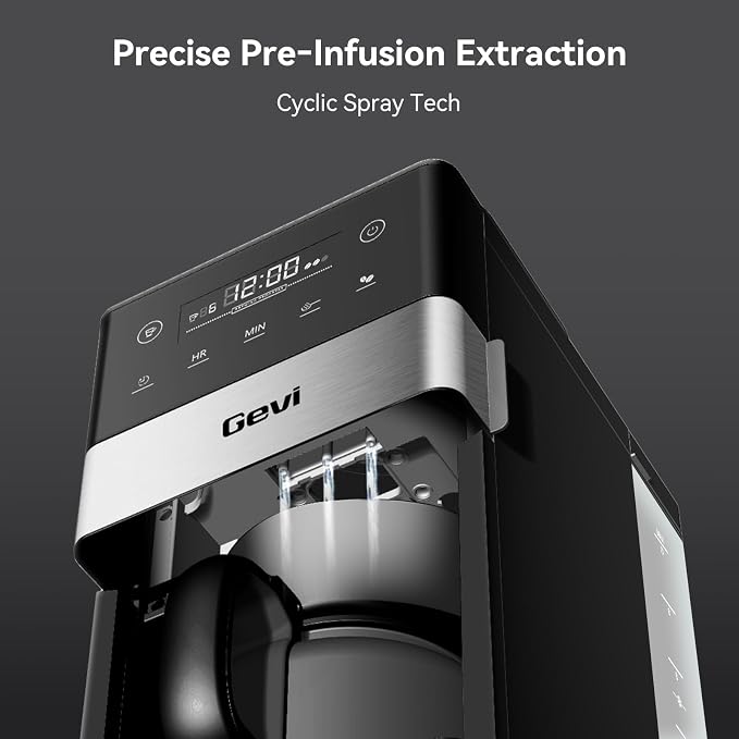 Gevi 10-Cup Grind & Brew Coffee Maker, Touch Screen, Programmable Brew | All-In-One 10-Cup Coffee Maker With Built-In Grinder & Glass Carafe, 90-Min Warm Plate, Reusable Filter, 1.5L Tank - Image 7