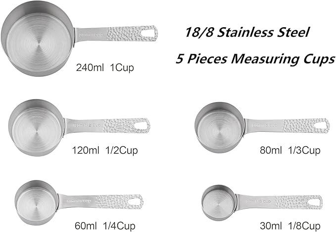 Smithcraft Measuring Cups and Spoons Set of 13, 18/8 Stainless Steel Measuring Cups&Spoons for Kitchen and Baking, Dry and Liquid Metric&US Measuring Cups Spoons with Measure Equivalents Set