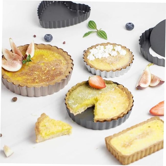 SOLUSTRE 2sets Non Stick Oven Cake Pan Tart Molds for Baking for Pizza Desserts and Steaks Kitchen Bakeware 2pcs*2 - Image 4