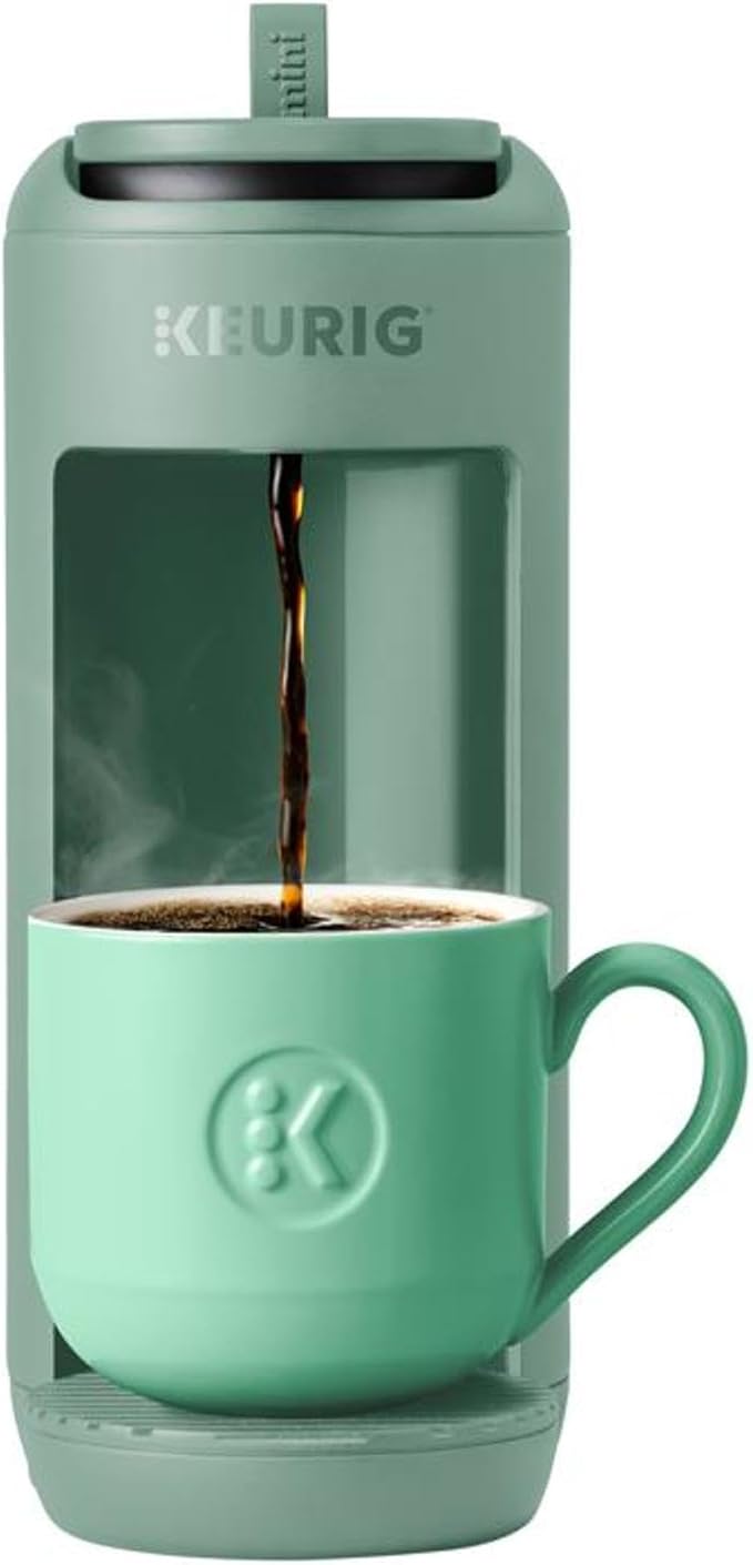 Keurig K-Mini Mate Single Serve K-Cup Pod Coffee Maker, Brews Up to 12 oz Cup, Compact Portable Coffee Machine for Small Spaces, Great for Dorms & Offices, Glamping Green by Keurig