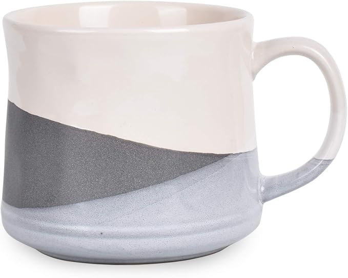 Bosmarlin Large Stoneware Coffee Mug, Big Tea Cup for Office and Home, 21 Oz, Dishwasher and Microwave Safe, 1 PCS (Geometry-Grey) by Bosmarlin