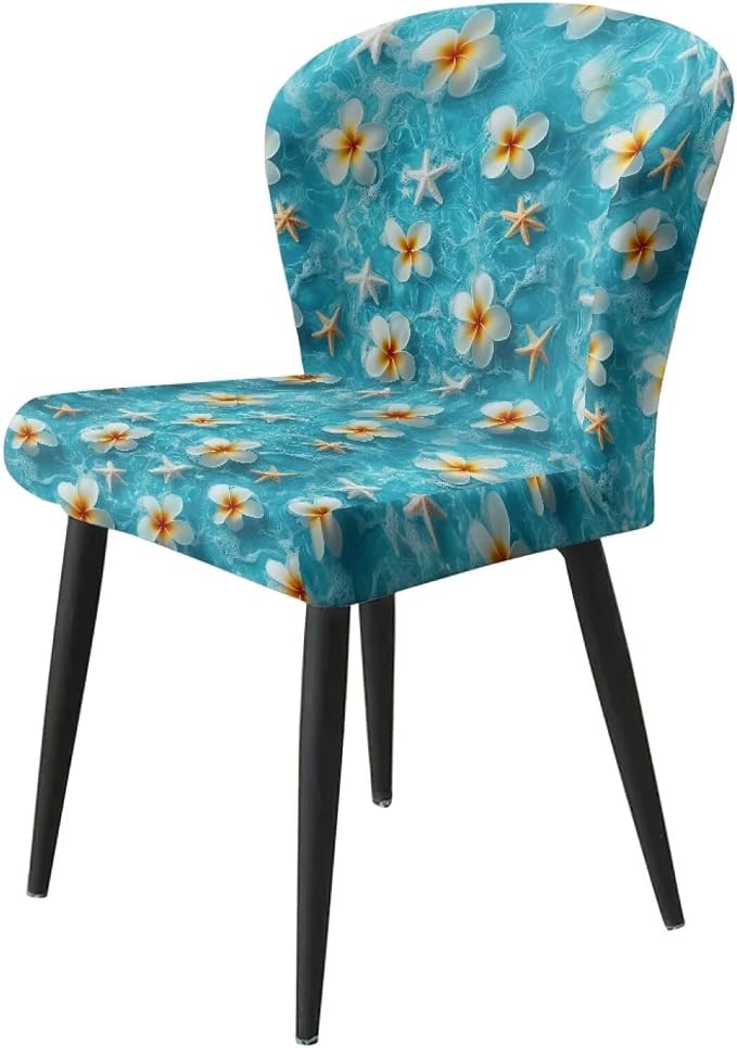 Sea Starfish Flower Soft Bar Stool Slipcovers Non Slip Waterproof Bar Stool Chair Covers with Elastic Band for Dining Room Chairs - Image 3