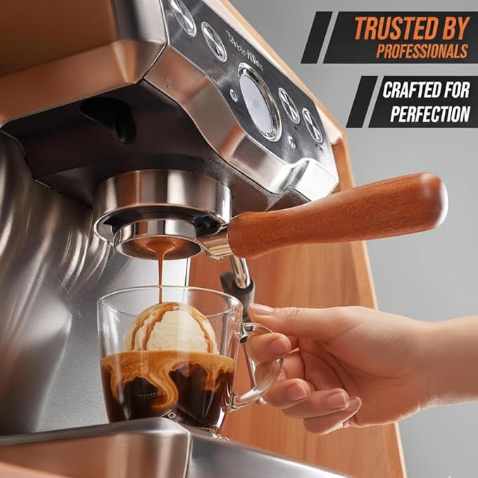 54mm Bottomless Portafilter-Tamper-Milk Frother-WDT Tool-Breville-Rosewood -Barista Coffee Espresso machine Accessories-Premium-Gift for Coffee Lovers MODBARISTA Premium Barista 4-IN-1 kit