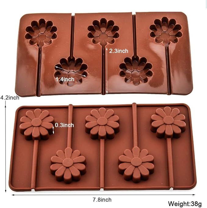 3PCS Sunflower Shape Mold 5 Holes Chocolate Cake Candy Ice Cream Tool - Image 2