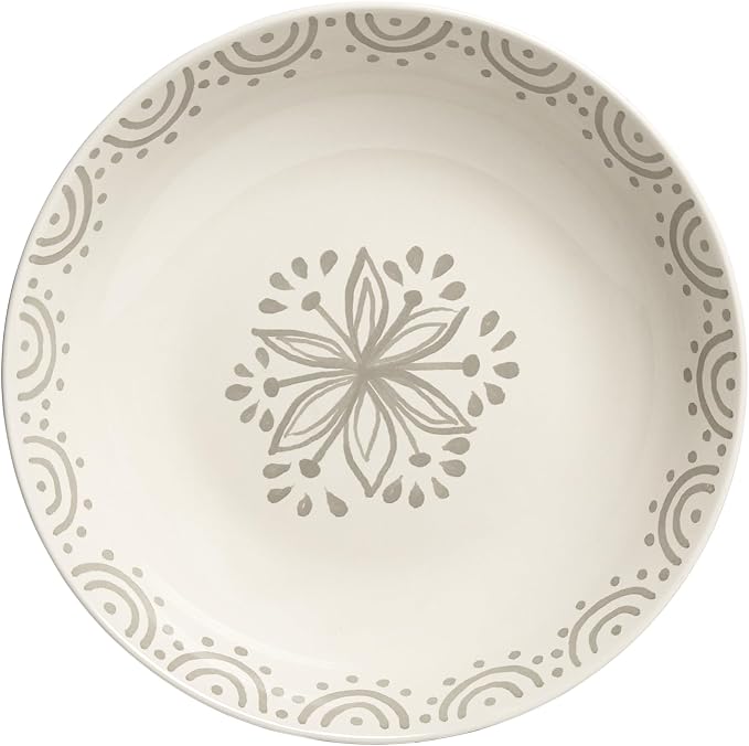 Sango 4-Piece Speckled Stoneware Pasta Bowl Set- Wide Shallow Dinner Bowls with Hand-Painted Rustic Design, Farmhouse Glossy Large Ceramic Bowls for Pasta, Salad & Everyday Meal, Siterra Glazed Garden - Image 8