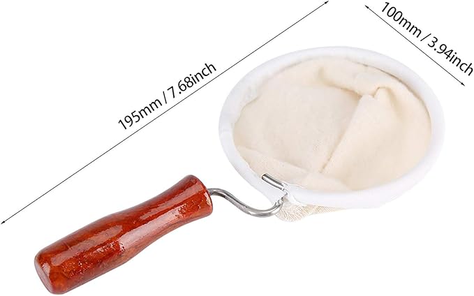 Handmade Coffee Filter Strainer Cloth Coffee Filter Handle Handmade Coffee Accessories Reusable Washable for Coffee Enthusiasts (L)