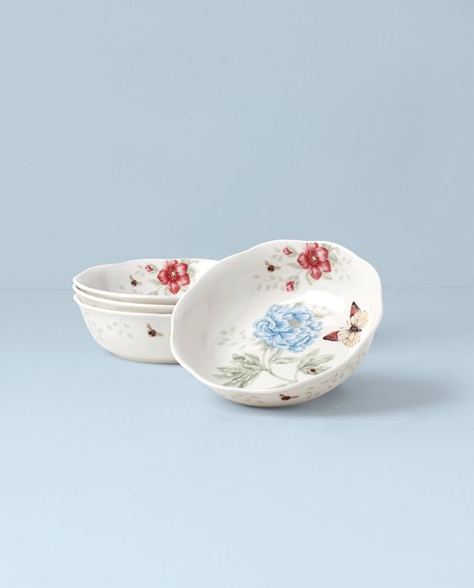 Lenox Butterfly Meadow Soup Bowls Set of 4, Service For 4, Dishwasher Safe, 32-Fl Oz Capacity, 7.75-Inch Diameter, 4-Piece Soup Bowl Set - Image 5
