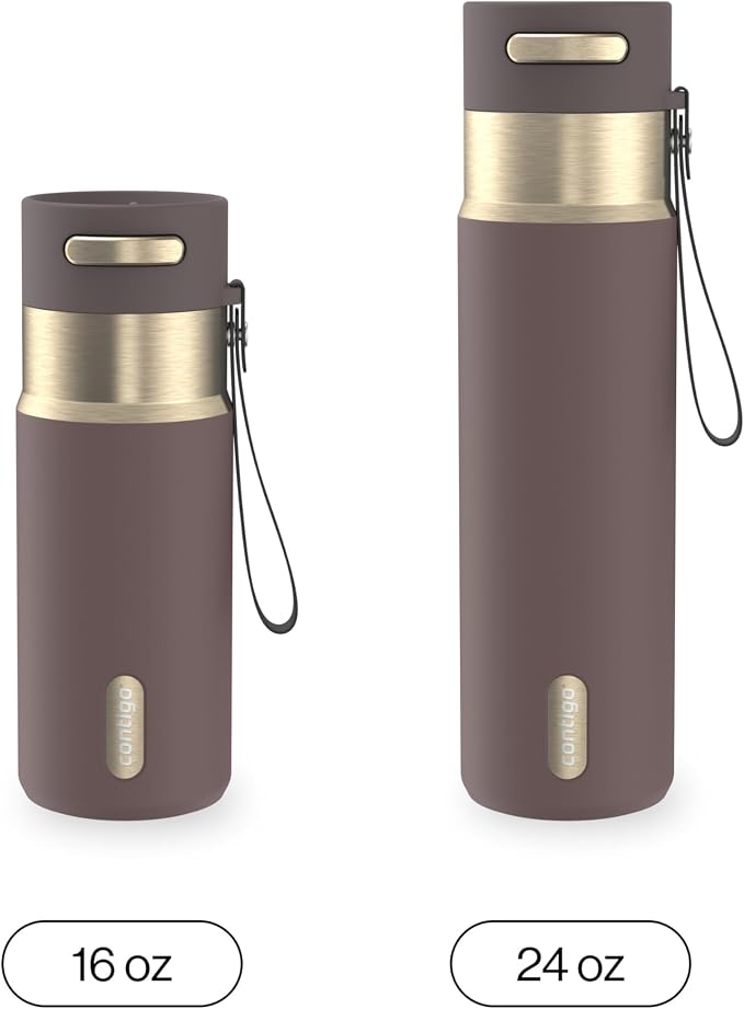 Contigo AutoSeal 16 oz Stainless Steel Vacuum-Insulated Water Bottle with Leakproof Push-Button Spout & Lock, Carry Strap, BPA-Free & Lead-Free, Dishwasher Safe - Image 4