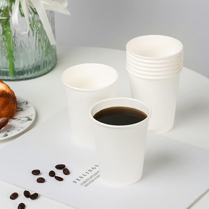 RACETOP 1000 pack 8 oz Paper Coffee Cups Disposable, Hot Coffee Cups 8oz, Office Coffee Cup (8 oz 1000 pack) (white, 1000)