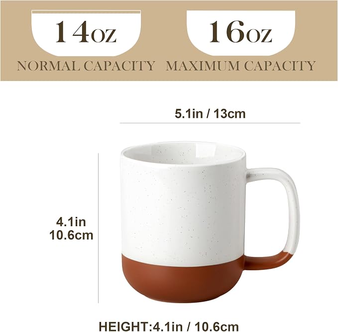 MALACASA Ceramic Coffee Mugs Set of 4, 16oz Coffee Cups, Modern Farmhouse Mugs for Coffee, Latte, Tea, Hot Chocolate, Cappuccino, Milk, Microwave & Dishwasher Safe, Multicolor, Series TARA - Image 2
