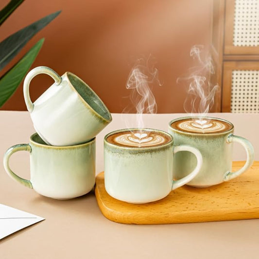 10 oz Ceramic Coffee Mugs Set of 4, Large Coffee Cups with Handles | Coffee Mug with Handles for Coffee, Tea, Cappuccino, Latte, Cocoa, Cereal, Mug Set Gift for Wedding, Microwave Safe by Seworlan