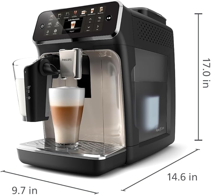 Philips 4400 Series Fully Automatic Espresso Machine – 12 Hot & Iced Coffees, Quick-to-Clean LatteGo Milk System, SilentBrew, QuickStart, Ceramic Grinder, Black Chrome (EP4447/90) - Image 10