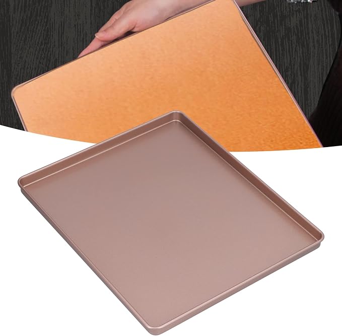 Non Stick Baking Pan Rose Gold Multifunctional Bakeware for Pizza and Bread 30.5x25.5cm - Carbon Steel Durable Tray - Image 2