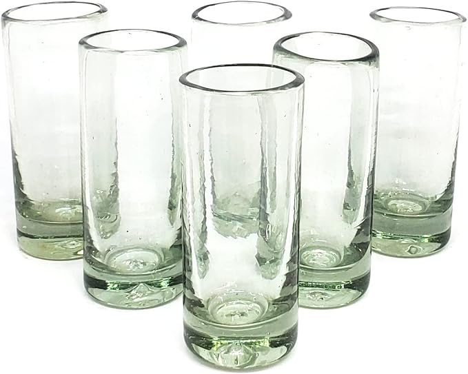 Clear 2 oz Tequila Shot Glasses (set of 6), Recycled Glass, Lead-free, Toxin-Free (Shot) by MexHandcraft