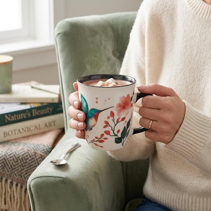 Hummingbird Coffee Mugs for Women - 16oz Ceramic Heat Reveal Cup, Floral Bird Coffee Mugs for Home Office, Hummingbird Gifts for Mothers' Day Birthday - Image 6