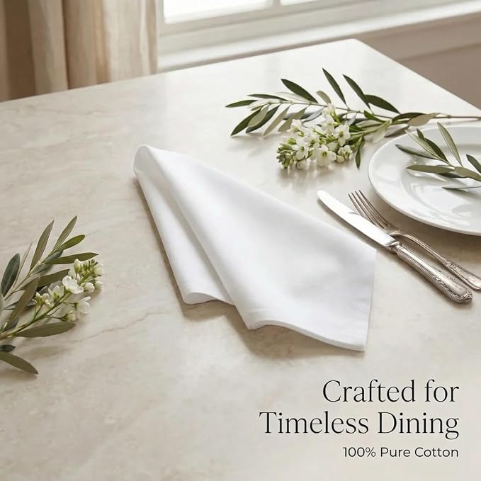 Urban Villa Cloth Napkins Cotton 20x20 (Set of 12) White - Image 8