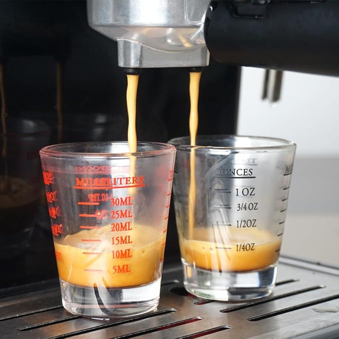 Shot Glasses Measuring cup Liquid Heavy Wine Espresso Shot Glass 26-Incremental Measurement 1oz, 6 Tsp, 2 Tbs, 30ml (2 pack-red 30ml)