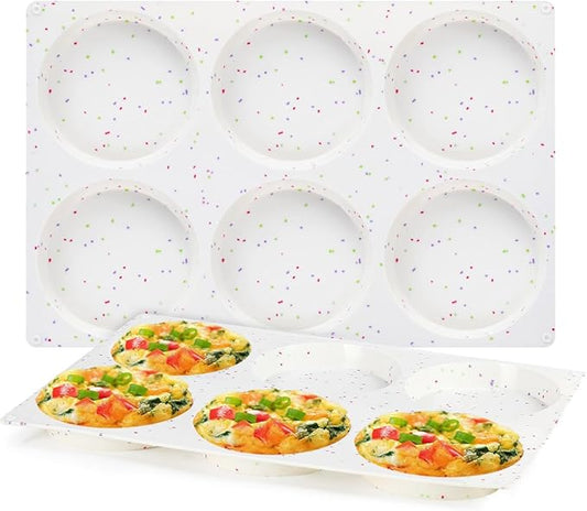 CAKETIME 4 Inch Muffin Top Pan, Silicone Egg Molds for Breakfast Sandwiches Jumbo Round Baking Pan for Oven English muffins, Whoopie Pies, Corn Bread, Egg bites, Tarts 2 Pack Confetti