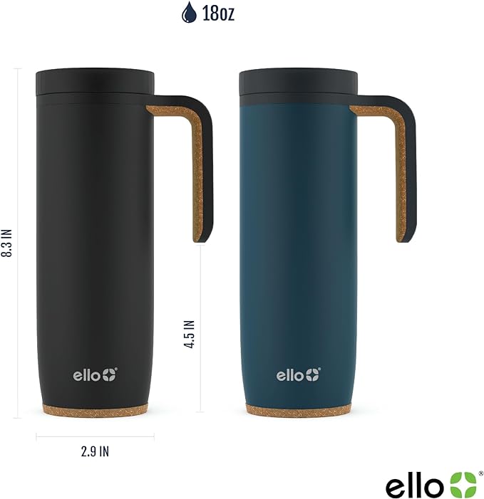 Ello Magnet 18oz Vacuum Insulated Stainless Steel Travel Mug with Side Handle and Leak-Proof Slider Lid and Built-in Coaster, Keeps Hot for 5 Hours, Perfect for Coffee or Tea, BPA-Free - Image 4