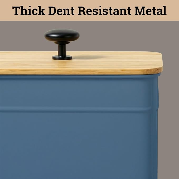 Kitchen Canisters for Countertop Set of 4 w/ Chalkboard Labels & Marker Pen | Airtight Easy Open Bamboo Lids, Dent-Resistant Thick Metal, Customizable Chalkboard Labels, Marker Pen Included, Set of 4 - Image 7