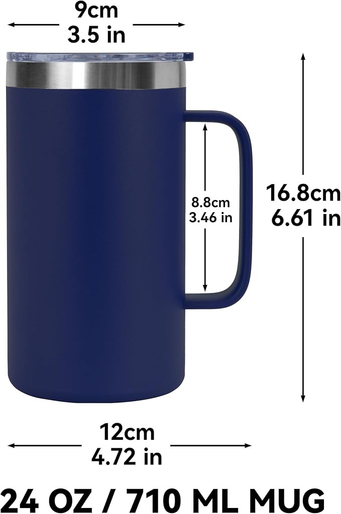 DOMICARE 24oz Mug with Handle and Lid, Stainless Steel Coffee Mug, Reusable Insulated Cup, Travel Mug with Handle, Double Wall Vacuum Coffee Tumbler for Men and Women, Navy, Pack 1 - Image 4