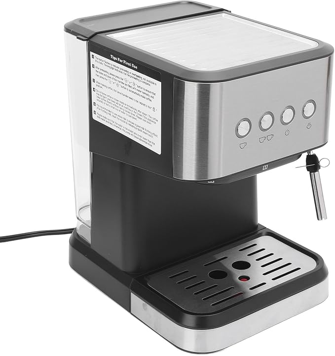 LiebeWH Compact Coffee Machine Stainless Steel Semi Automatic Coffee Maker 20 Bar with Milk Frother Steam Wand 1.5L Water Tank for Home Office Cappuccino Latte (US Plug 110V) - Image 3