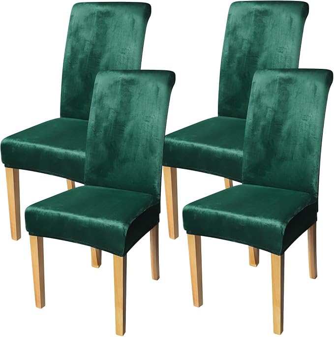 FORCHEER Chair Covers for Dining Chairs Set of 4,Velvet Light Grey Stretch Dining Room Chair Cover Kitchen Parsons Chair Slipcovers (Pack of 4, Velvet Velvet Jasper) by FORCHEER